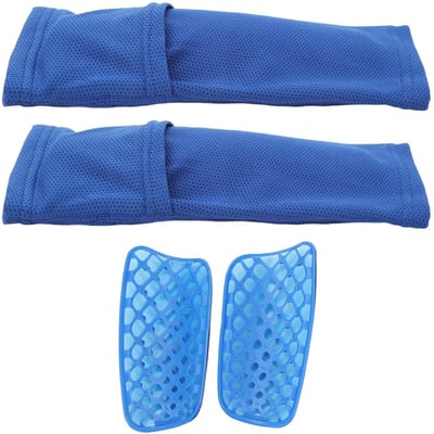 1 Paar Jeugd Voetbal Scheenbeschermer Mouwen Ultralicht Ademend Voetbal Scheenbeschermers Jeugd Competitie Trainingsuitrusting blue