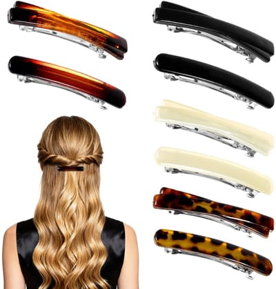 Dailygoods - Nogeqi 8 stuks Franse haarspelden voor dames, dun haar, 6,5 cm, Franse haarspeld, automatische Franse haarspeld, haarclip, vintage, voor vrouwen en meisjes
