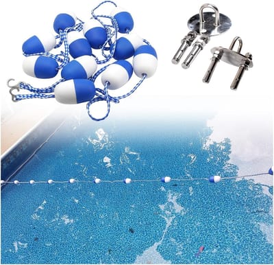 Veiligheidslijn Zwembad - Drijvend Touw - Veilig Zwemmen - Hoge Zichtbaarheid - 58 Meter - Blauw Wit