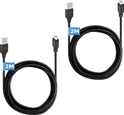 Usb Kabel geschikt voor iPhone 14 t/m 7 - 2m - Stevig nylon