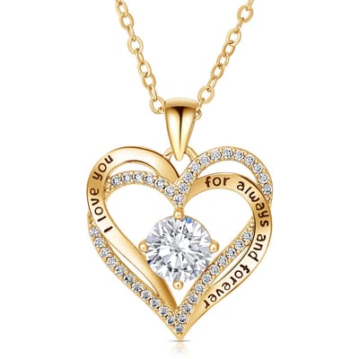 Juwelium Ketting + Sieradendoos Geschenkset | Luxe Goldplated I Love You Hartjes Ketting met Zirkonia | Perfect Cadeau voor Vrouw, Vriendin, Moeder, Dochter