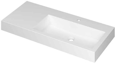 INK Momento Wastafel Polystone Wasbak Rechts met 1 Kraangat - 1000x450x90 mm - Mat Wit