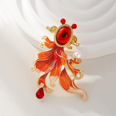 Nieuwe Creatieve Verfijnde Klassieke Dames Heren Koi Hars Emaille Broches Spelden Mode Vintage Parel Vis Speldjes Jas Pak Sieraden beige