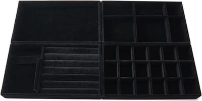 Sieradendoos set - Opberger lade - Sieraden organiseren - Elegante decoratie - 4 stuks - Zwart