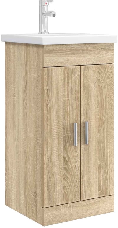 vidaXL - Badkamer - Vanity - met - Wastafel - Sonoma - Eiken - 42 - x - 40 - x - 84,5 - cm