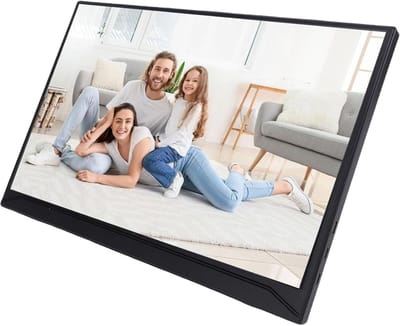 ASHATA 1080P Extern Laptopscherm, 15,6 Inch Tweede Scherm met Draadloze WiFi-spiegeling van Mobiele Telefoons, Draagbare Monitor voor op Reis met Standaard
