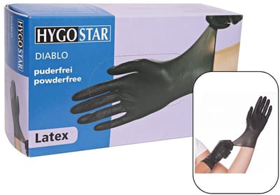 Hygostar Latex handschoenen - zwart - poedervrij - maat XL - doos 100 stuks