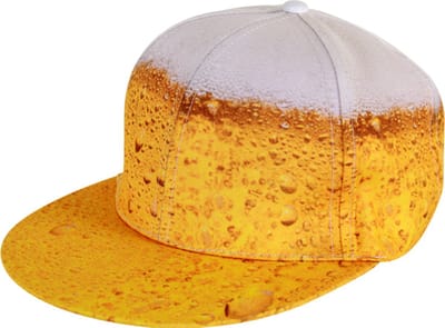 Bier pet - Petten - Snapback - Cap - Verkleedaccessoires - Verstelbaar - One-size - Wit/geel