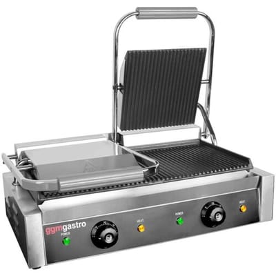 GGM Gastro Zubereitungstisch - 1210mm - 2 Türen - für 9x GN 1/6 - inkl. Kontaktgrill Zilver