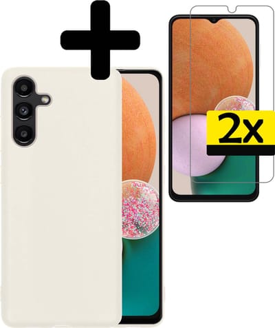 Hoesje - Met 2x Screenprotector - Geschikt voor Samsung Galaxy A13 5G - Sterk & Shockproof - Back Cover - Siliconen Case - Telefoon Hoes - Telefoonhoesjes - Wit