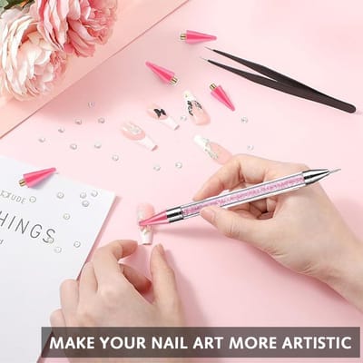 6 Stuks Strass Picker Tool Set: Wax Pen & Pincet voor Nail Art Steentjes