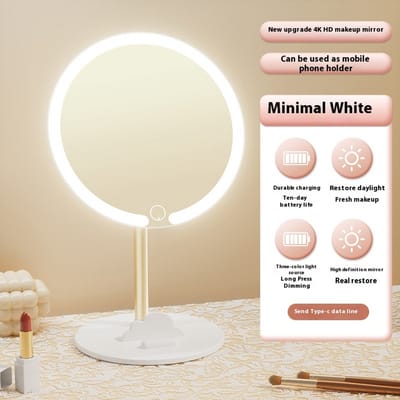 Make-up Spiegel met LED Verlichting Wit – Desktop Vanity Mirror – Verlichte Cosmeticaspiegel – Luxe Tafelspiegel voor Make-up & Skincare