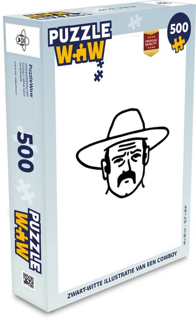 Puzzel Zwart-witte illustratie van een cowboy - Legpuzzel - Puzzel 500 stukjes