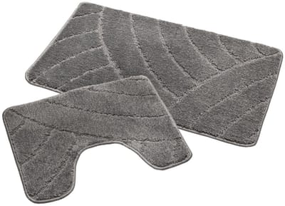 Badmat Set Nevada – Douchemat 60x100 cm & WC Mat 50x60 cm – Zachte Chenille Badkamermat – Antislip – Wasbaar – Oeko-Tex– Grijs