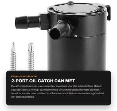 Dailygoods- Olie Catch Can 500ml - Aluminium Reservoir - 2-Port - Universeel Accessoire - Motorbescherming - Schokbestendig en Duurzaam - Olieopvangtank