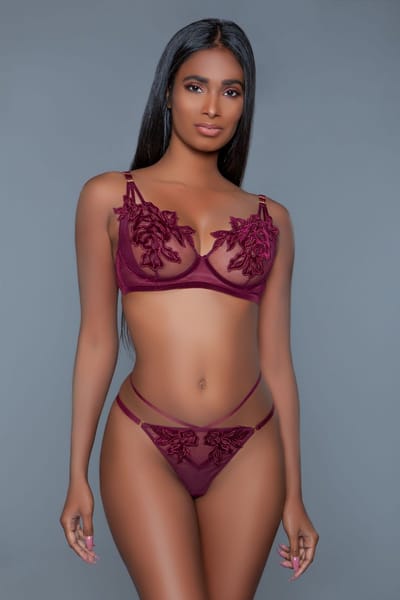 Be Wicked - Evangeline - BH Set - Bordeauxrood S/M