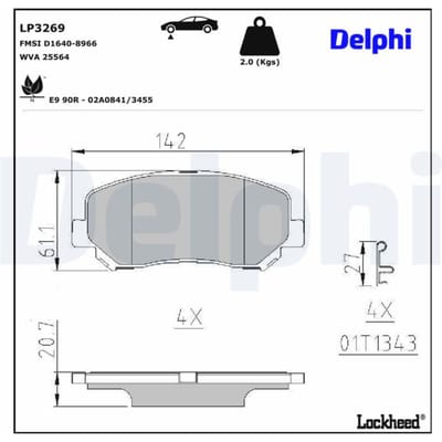 Remblokkenset, schijfrem DELPHI LP3269