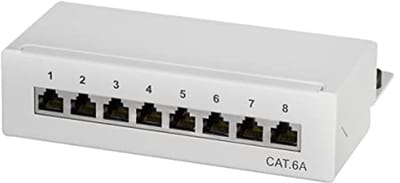 Professioneel Cat.6A 8-poorts patchpaneel - STP afgeschermd verdelerveld voor tafel, wand of desktop