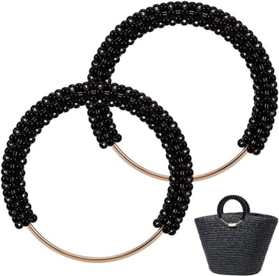 2 Stuks Parels Beads Handvatten voor Handtassen - Vintage Stijl Vervangende Handgrepen voor Haakwerk Tas, Decoratieve Portemonnee Handvatten