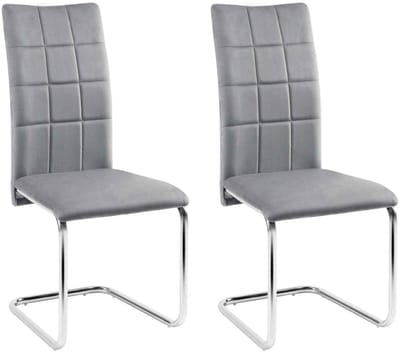 CORE Eetkamerstoelen - Eetkamerstoel - Fluweel gestoffeerde stoel - Schommel vrijdragende stoel - Set van 2 stoelen - 43x51.5x99cm - Grijs
