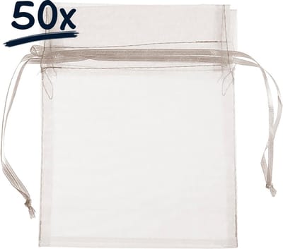 50 Organza Zakjes (17x22 cm) met Trekkkoord – Cadeauzakjes & Feestdecoratie