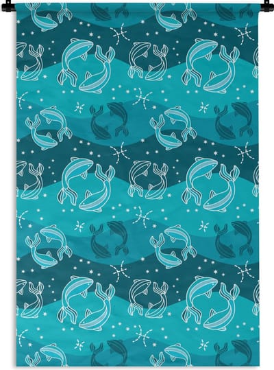 Wandkleed - Wanddoek - Vissen - Zodiac - Design - 120x180 cm - Wandtapijt
