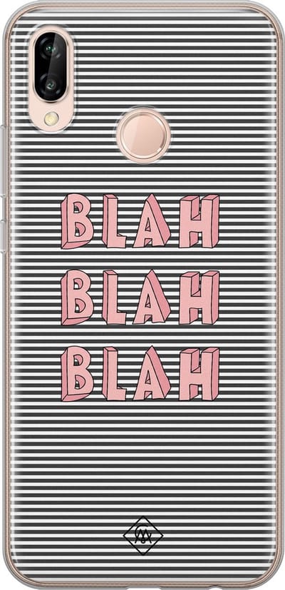 Casimoda® hoesje - Geschikt voor Huawei P20 Lite (2018) - Blah Blah Blah - Siliconen/TPU - Soft Case - Blauw - Tekst