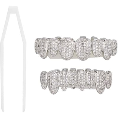 Tandenset Hip Hop Prop Tanden Accessoire Decoratie voor Halloween Feest Cadeau zilver