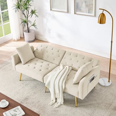 STILVORA Zweiersofa - Luxe Velvet - 3-Fasen Verstelbare Rugleuning - Perfect Voor Kleine Ruimtes - Beige