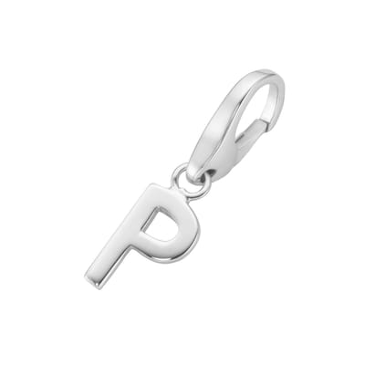 Giorgio Martello letter P charm | bedel | gerhodineerd zilver 925 | memorie sieraad herinnering | past aan armbanden door karabijn slot