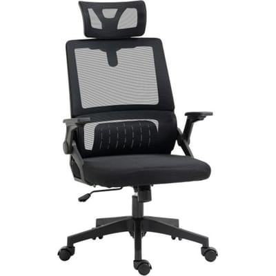 Chaise d'ordinateur - MUVOE - Réglable en hauteur - Appui-tête - Accoudoirs - Dossier en maille noir