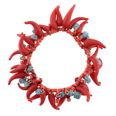 Behave - elastische armband rood-blauw speels design - zomerfestival