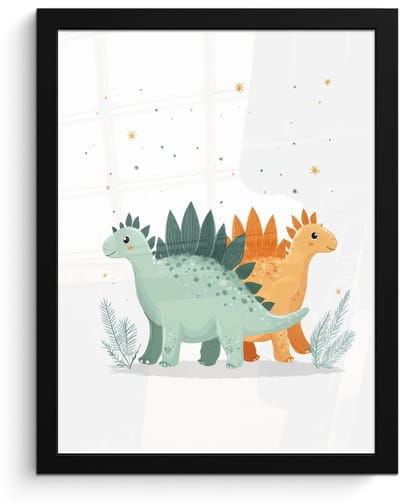 Poster in lijst - Fotolijst 30x40 cm - Posters - Planten - Sterren - Dinosaurussen - Oranje - Posterlijst zwart - Decoratie - Wanddecoratie woonkamer - Muurdecoratie slaapkamer