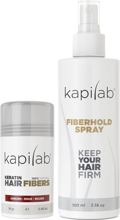 Kapilab Hair Fibers Voordeelset 14 gram - Kastanjebruin - Keratine haarvezels verbergen haaruitval - Direct meer haar