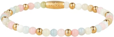 My Bendel - Elastische Kralenarmband met Verschillende Edelstenen • Rose Quartz, Morganite & Moonstone - met Luxe Cadeauverpakking | Sieraden Voor Dames
