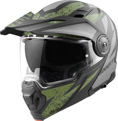 Bogotto FG-102 Safari Fiberglas Enduro Helm Zwart Grijs Groen - Helm