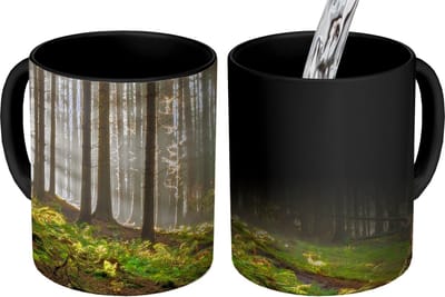 Magische Mok - Foto op Warmte Mokken - Koffiemok - Zon - Takken - Bomen - Bos - Natuur - Magic Mok - Beker - 350 ML - Theemok