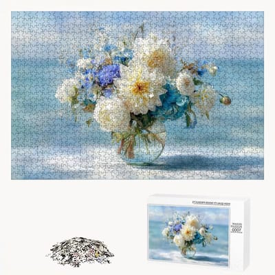 Houten Puzzel - Legpuzzel Volwassenen - Ontspannen Hobby - Premium Lindehout - 111x87 cm - Blauw