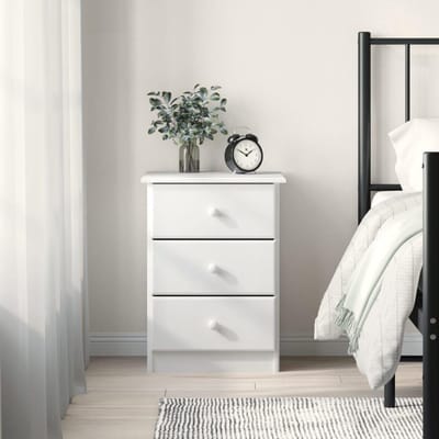 Nachtkastje Grenenhout - Bijzetkastje Slaapkamer - Opbergen Slaapkamer - Massief Hout - 41 x 35 x 55.5 cm - Wit