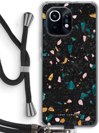 Case Company® - Hoesje met koord geschikt voor Xiaomi Mi 11 hoesje met Koord - Terrazzo N°10 - Telefoonhoesje met Zwart Koord - Bescherming aan alle Kanten en Over de Schermrand