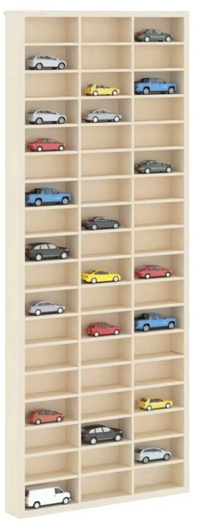 JOYNEXTBUY - Wandvitrine 75 cm – Vitrinekast 54 Vakken – Hout – Wandmontage – Displaykast Verzamelingen, Miniaturen en Decoratie