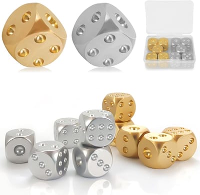Metaal dobbelstenen set 10 stuks - Aluminium/koper - D6 ronde hoeken - Perfecte balans voor spellen - SnelShoppen