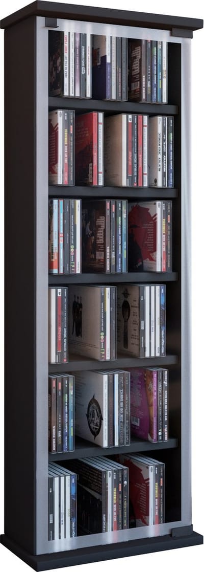 Houten CD DVD-standaard Plankkast Opbergstandaard Klassiek Glazen deur