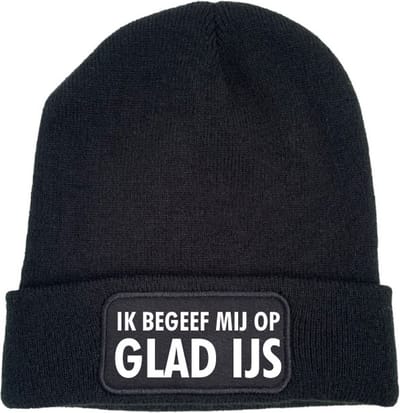 Ik begeef mij op glad ijs wintermuts zwart - soBAD. | Wintersport | Après ski outfit | Warme Muts voor Volwassenen | Heren en Dames Beanie | Schaatsen | Wintermuts