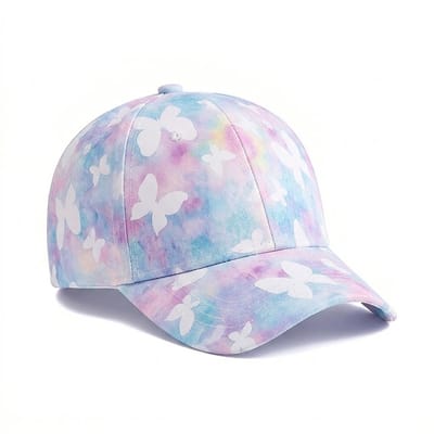 Pastel tie dye vlinder baseball pet dames en heren – multicolor cap met vlinderprint en gebogen klep – verstelbare casual pet met tie dye patroon – lichtgewicht baseball cap voor outdoor en vrije tijd