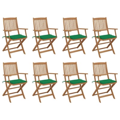 vidaXL - Inklapbare - stoelen - 8 - st - met - kussens - massief - acaciahout