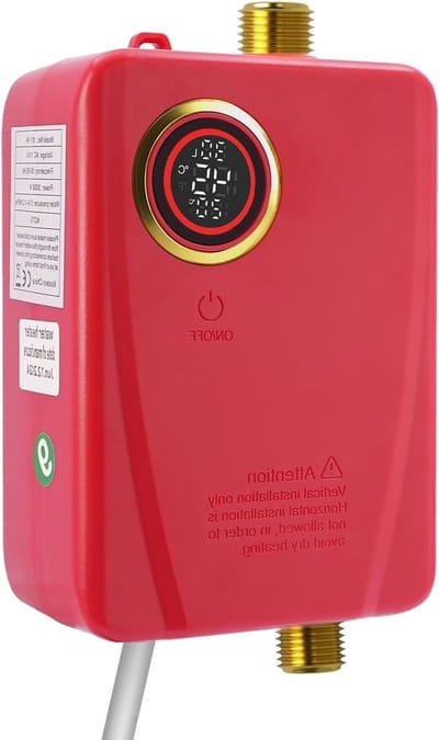 Elektrische Boiler - Warmwaterboiler Ondertafel - Direct Warm Water - Instelbare Temperatuur - Compact Formaat - Rood