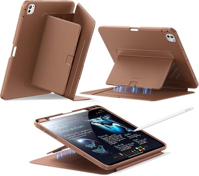 ESR Hoes Geschikt voor iPad Pro 13 (2024 / 2025) - Flip Magnetic Book Case - Beschermhoes met Multi-Angle Standaard - Sleep/Wake - Pen Houder - Bruin