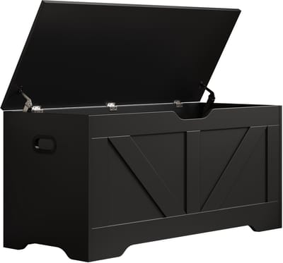 VDD - Opbergkist - Opbergkist hout - Opbergbox - Speelgoedkist - Dekenkist - Opbergkist binnen - zwart - groot - 100 x 40 x 46 cm