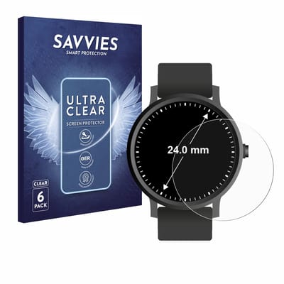 Savvies - Screenprotector voor Horloges (Rond, ø: 24 mm) - Folie Beschermfolie transparant 6 Stuks